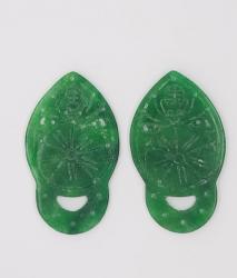  Pandantiv Jad Alb Colorat Sculptat - 45 x 26 x 3 mm - 1 Buc