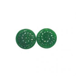  Pandantiv Jad Alb Colorat Sculptat Disc - 36 x 36 x 3 mm - 1 Buc