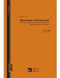 NY B. 11-46/V Állománybavételi bizonylat műszaki és egyéb berendezésekről