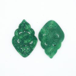  Pandantiv Jad Alb Colorat Sculptat - 42 x 28 x 2 mm - 1 Buc