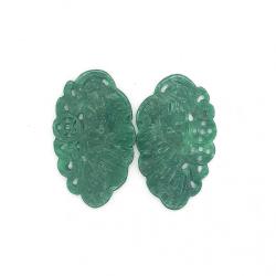 Pandantiv Jad Alb Colorat Sculptat - 42 x 24 x 1, 5 mm - 1 Buc