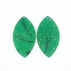  Pandantiv Jad Alb Colorat Sculptat Oval - 44 x 24 x 1, 7 mm - 1 Buc