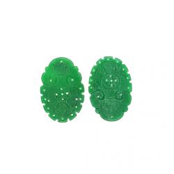  Pandantiv Jad Alb Colorat Sculptat Oval - 36 x 24 x 2 mm - 1 Buc