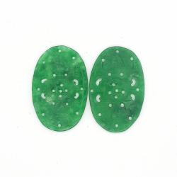 Pandantiv Jad Colorat Sculptat Oval - 39 x 24 x 1 mm - 1 Buc