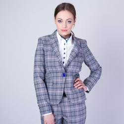 Willsoor Sacou elegant pentru costum, cu un model în culorile albastru închis și roz, pentru damă 11575