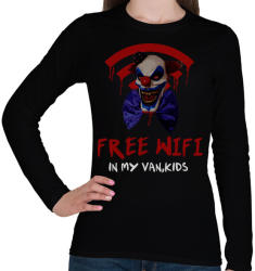 printfashion evil clown-free wifi - Női hosszú ujjú póló - Fekete (2253392)