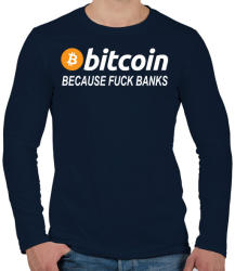 printfashion Bitcoin - Férfi hosszú ujjú póló - Sötétkék (2262132)