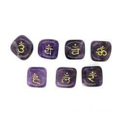Simboluri 7 Chakre pe Ametist - Set 7 Piese - 20 x 19 x 8 mm -1 Buc
