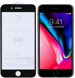 Temp-glass063107 Apple iPhone 7 / 8 fekete 5D-teljes (teljes felület ragasztó) lefedettséget biztosító Karcálló, ütésálló kijelzővédő üvegfólia, 9H tempered glass, törlőkendővel (Temp-glass063107)