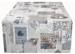 Made In Italy Futófelület az asztalon patchwork szürkésbarna szívek 50x150 cm Made In Italy (600-3)