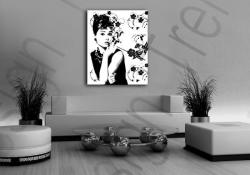 Tablou pictat manual POP Art Audrey Hepburn (tablouri moderne) (YOBPPah4)