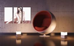 Tablou pictat manual POP Art Kate Moss 3-piese (tablouri) (YOBPPkm)