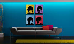  Tablou pictat manual POP Art BEATLES 4-piese (tablouri) (YOBPPbea6)