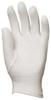 Fehér, varrott pamut boy-kesztyű, kézháton csuklógumival 9-es méretben (4149)