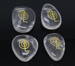  Simbolul Reiki Cho Ku Rei pe Cuart Alb - 38-47 x 31-41 mm - 1 Buc