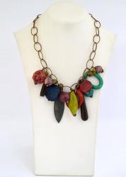Dannyra Колие Висулки с кожа, рог и абанос Dannyra Jewels