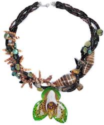 Dannyra Колие с естествена орхидея, корали, раковини, ахат, яспис Green Island Dannyra Jewels