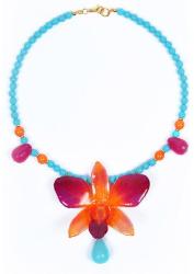 Dannyra Колие с естествена орхидея, тюркоаз, ахат и перли Майорка Candy Necklace Dannyra Jewels
