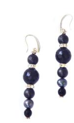 Dannyra Обици с оникс, вулканичен камък, ахат и перли Dannyra Jewels