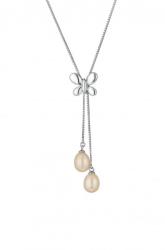 Swan Сребърно колие със сладководни бели перли CAA040 Swan