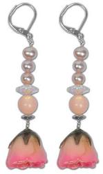 Dannyra Обици от естествени рози, перли и Swarovski Sweet Rose Garden Dannyra Jewels