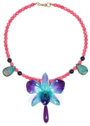 Dannyra Колие с естествена орхидея, тюркоаз, аметист и корали Candy Necklace Dannyra Jewels