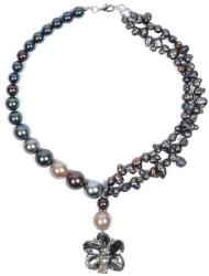 Dannyra Колие с естествена орхидея, перли Майорка и скадководни перли Silver Orchid Dannyra Jewels