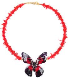 Dannyra Колие от червени корали и естествена пеперуда Dannyra Jewels