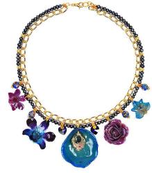 Dannyra Колие с естествени цветя, перли, мъниста клоазоне и кристали Swarovski Silvana’s Spring In Blue Dannyra Jewels