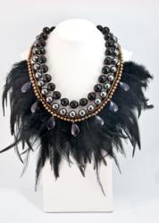 Dannyra Колие с перли, пера и черен оникс Dannyra Jewels