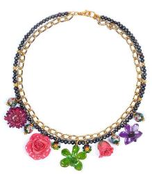 Dannyra Колие с естествени цветя, перли, мъниста клоазоне и кристали Swarovski Silvana’s Spring In Pink Dannyra Jewels