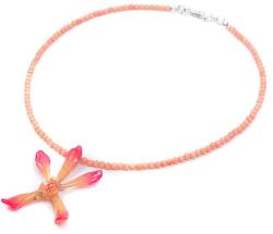 Dannyra Колие от корали и естествена орхидея Dannyra Jewels