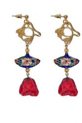 Dannyra Обици от естествени рози и мъниста клоазоне Russian Romance Dannyra Jewels