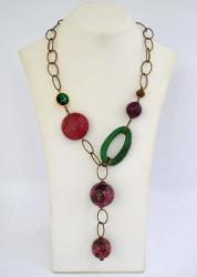 Dannyra Колие Индия с мъниста, кожени елементи, кристал Swarovski Dannyra Jewels