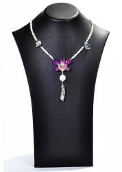 Dannyra Колие с пурпурна естествена орхидея, седеф и перли Майорка Little Olga Dannyra Jewels