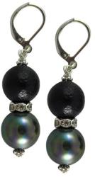 Dannyra Обици с майорски перли, лава камък и Swarovski елементи Dannyra Jewels