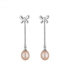 Swan Сребърни обици със сладководни розови перли CAA039P Swan