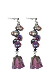 Dannyra Обици с естествена роза, сладководни перли и стъклени мъниста Night Rose Dannyra Jewels