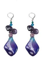 Dannyra Обици с естествена орхидея, кристали Swarovski и седеф Be Magic, Be Purple Dannyra Jewels