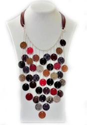 Dannyra Елегантно колие с кожени пендари и посребрена каишка Dannyra Jewels
