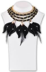 Dannyra Черно колие с позлата, пера и Swarovksi кристали Dannyra Jewels
