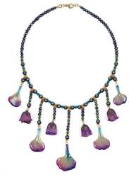 Dannyra Колие с естествени рози и венчелистчета от карамфил, перли и кристали Swarovski Rhapsody In Purple Dannyra Jewels