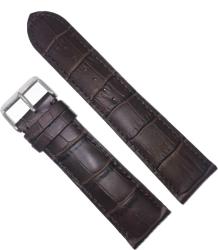  Curea de Ceas din Piele de Vițel - Maro Imprimeu Crocodil - 24/22 mm - Grosime 5 mm - Cusătură Maro (WZ3715)