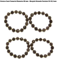  Bratara Cuart Fumuriu Diametru 58 mm - Margele Rotunde Fatetate 10-10, 9 mm