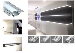V-TAC Gipszkartonba építhető 2m LED alumínium sarok profil fehér fedlappal - 3362
