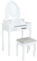 Ramely Masa de toaleta cu taburet, alba/argintie, Linet