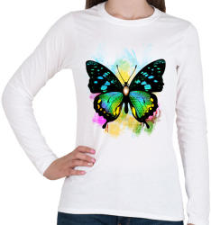 printfashion colorful butterfly - Női hosszú ujjú póló - Fehér (2272300)