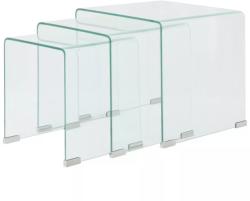 vidaXL Set mese suprapuse, sticlă călită transparentă, trei piese (244190) - vidaxl Masa de cafea