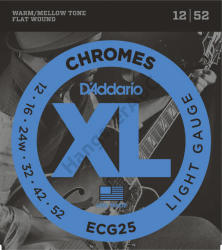 D'ADDARIO ECG25 elektromos gitár húrkészlet 12-52 chromes, széria XL flat wound lite