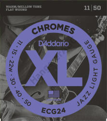 D'ADDARIO ECG24 elektromos gitár húrkészlet 11-50 chromes, széria XL flat wound jazz lite
